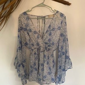 Blue paisley romper